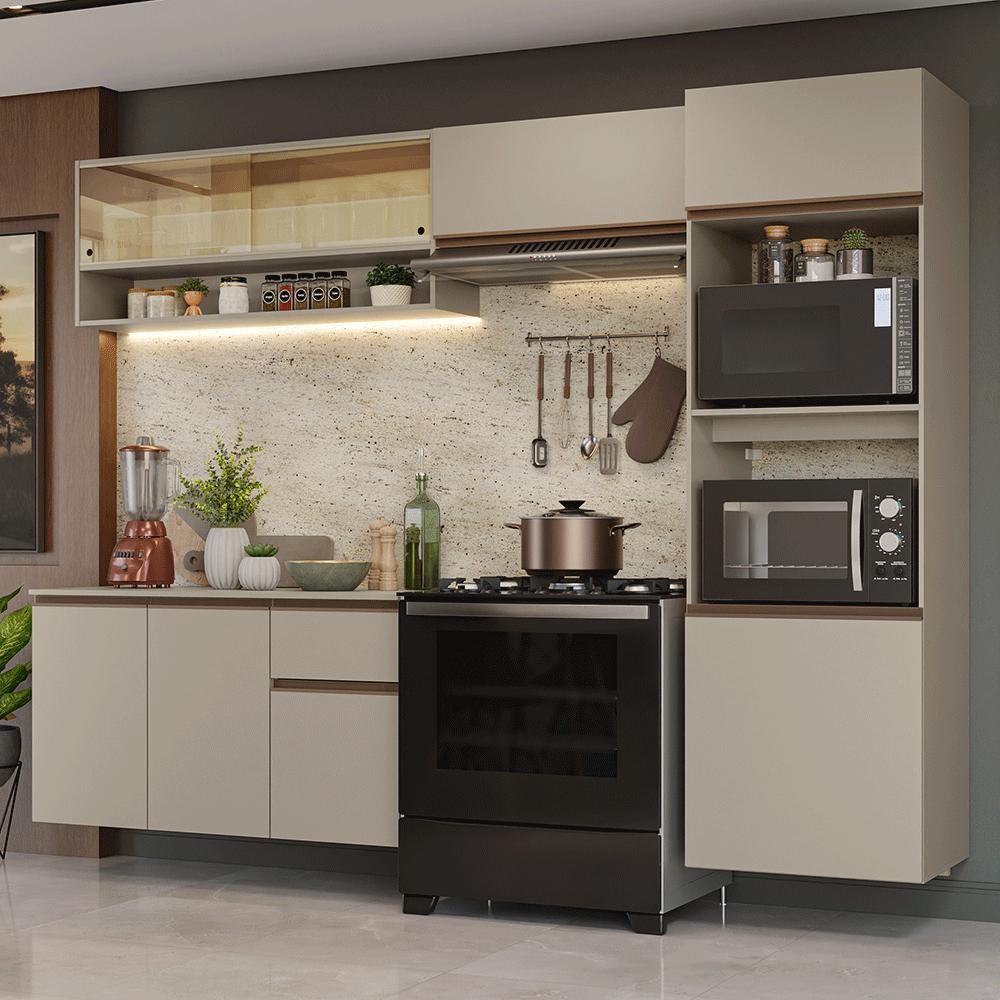 Armário de Cozinha Completa 260 cm Suspenso Nice Madesa 10 em Oferta na Shopee