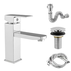 Torneira Para Banheiro Misturador Monocomando Bica Baixa Inox + Válvula Click e Kit Instalação Luxo