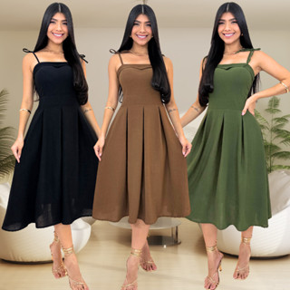 Vestido Feminino Midi Festa Elegante Casamento Convidada Jantar Social Eventos Noiva Civil em Oferta na Shopee