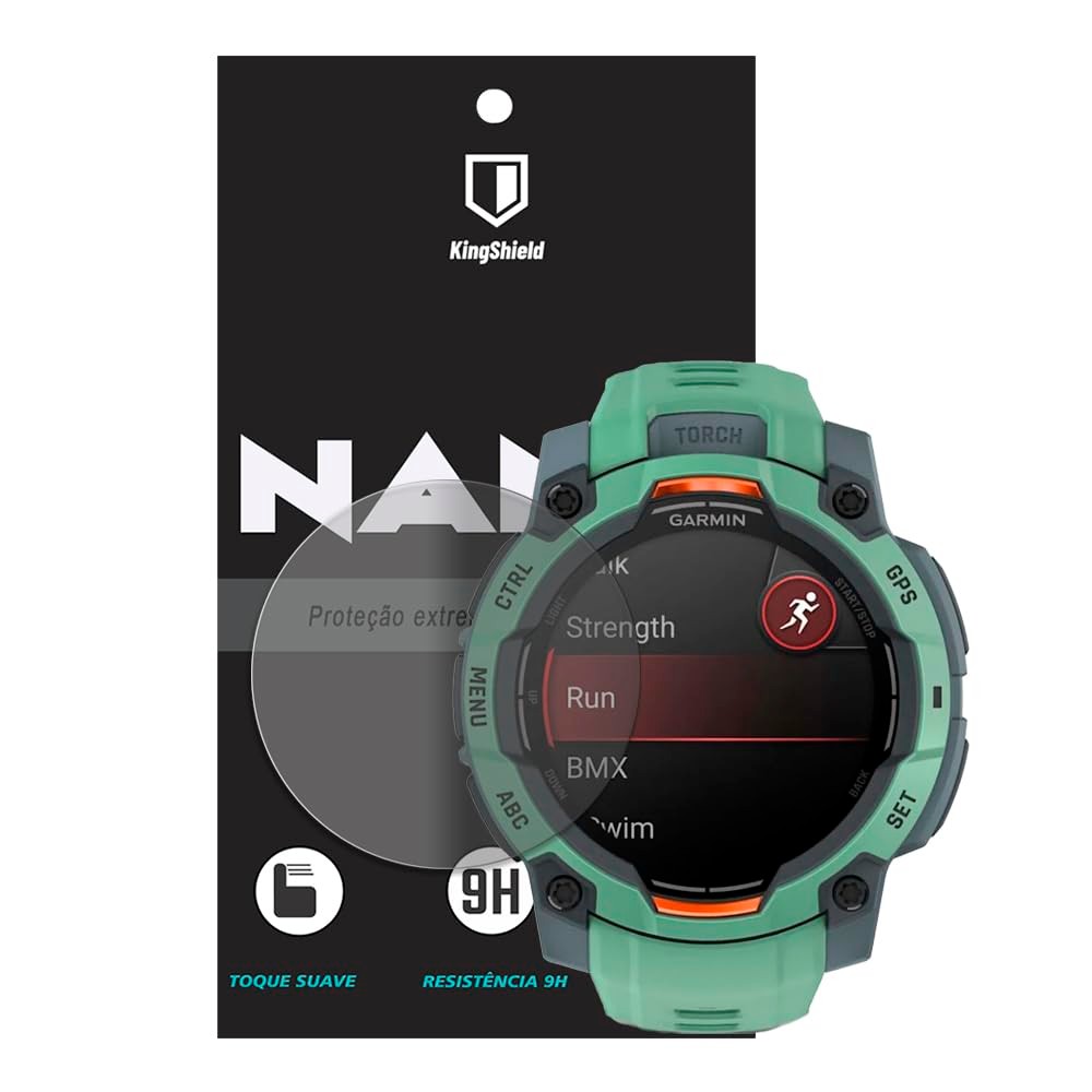Película Garmin Instinct 3 50mm Kingshield Nano Vidro Clear Anti-Risco Relógio Corrida Smartwatch