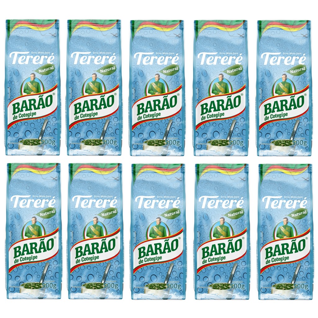 Kit 10 Erva Mate Tererê Natural Barão 500g