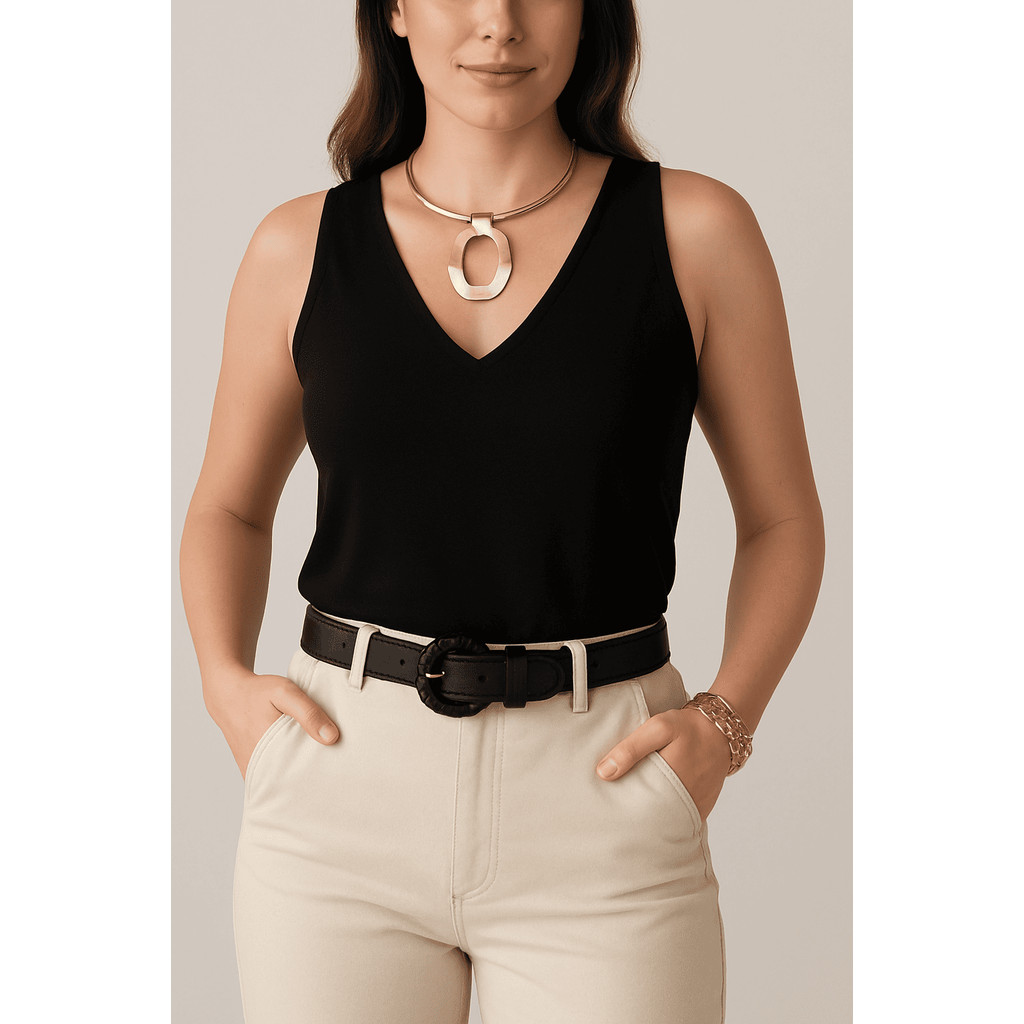 Blusa Regata Feminina Alça Larga Grossa Duna Regata Lisa Básica Elegante