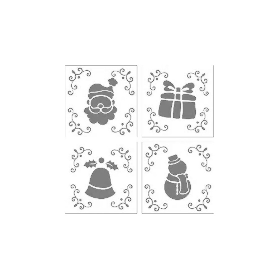 Kit Mini Stencil 1 Natal - 7x7cm - 4 unidades - BlueStar - Rizzo