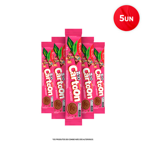 Combo Zoo Cartoon Sabor Morango 85g 5 unidades em Oferta na Shopee