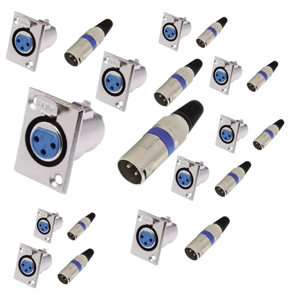 KIT 10 PLUG CONECTOR XLR CANNON MACHO/FEMEA PAINEL em Oferta na Shopee