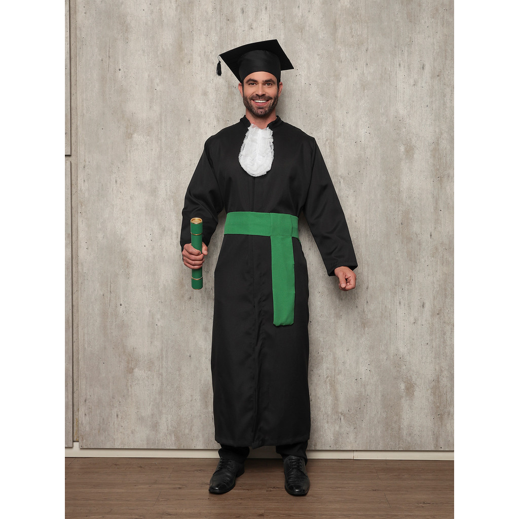 Beca de Formatura Com Capelo e Canudo Kit Completo