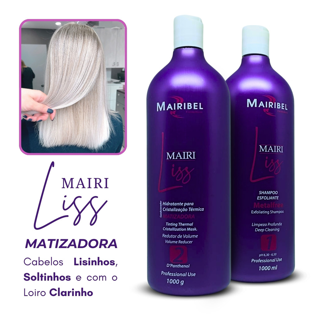 Kit Cristalização Térmica Mairi Liss Matizadora 1l Mairibel 2 Passos - SEM FORMOL