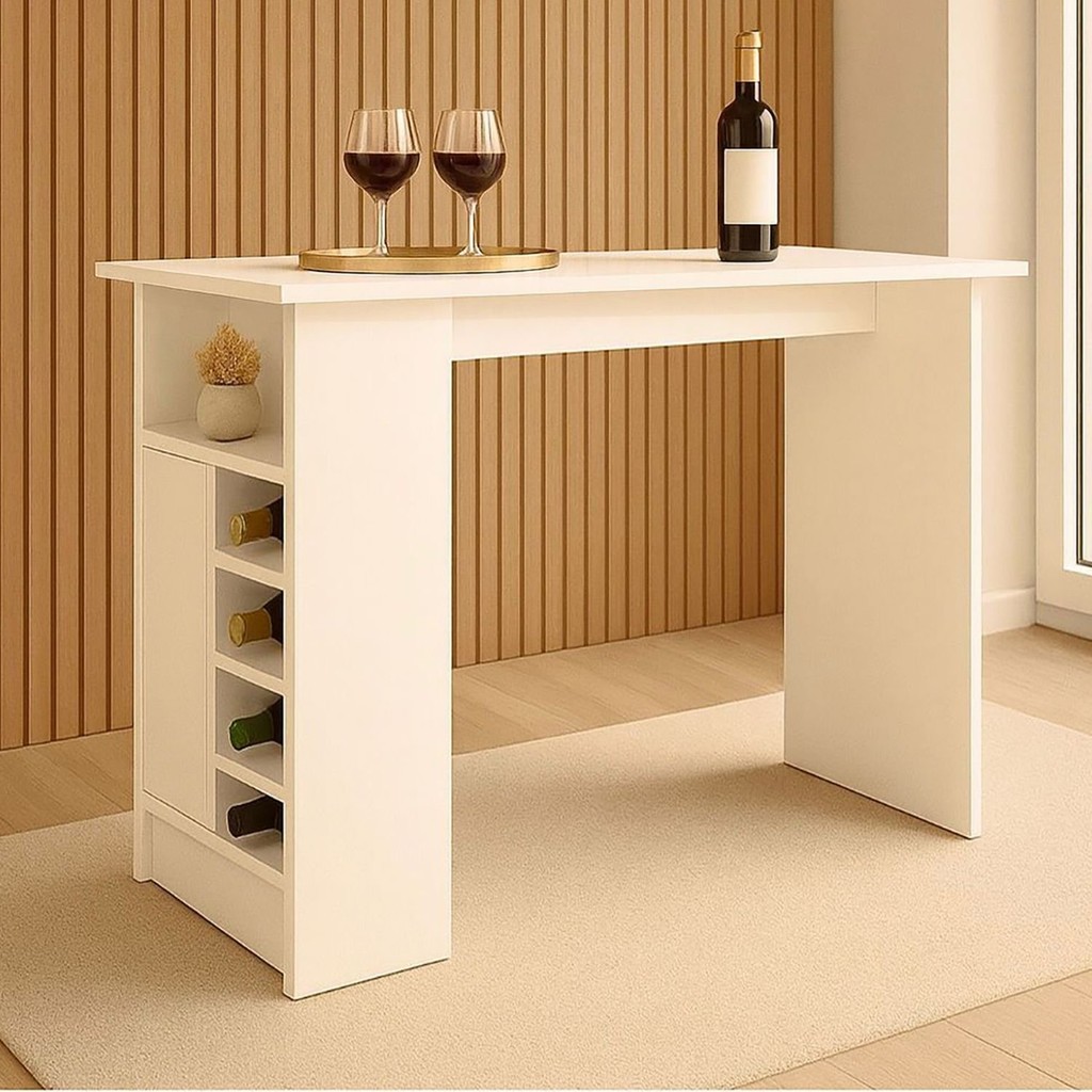 Bancada para Cozinha com Adega 1 Porta com Prateleira Realeza Branco em Oferta na Shopee