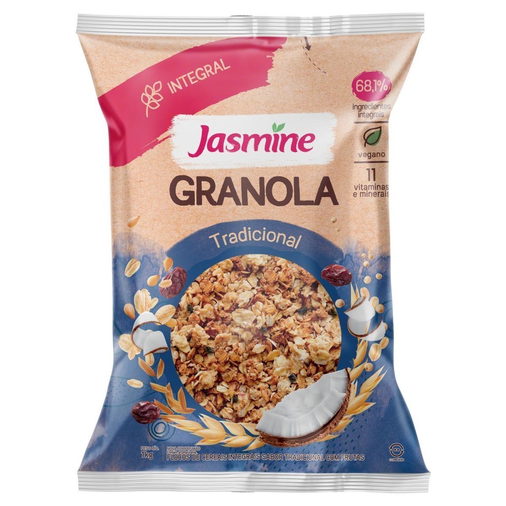 Granola Integral com Frutas Tradicional Jasmine Pacote 1kg - Food & Beverages
