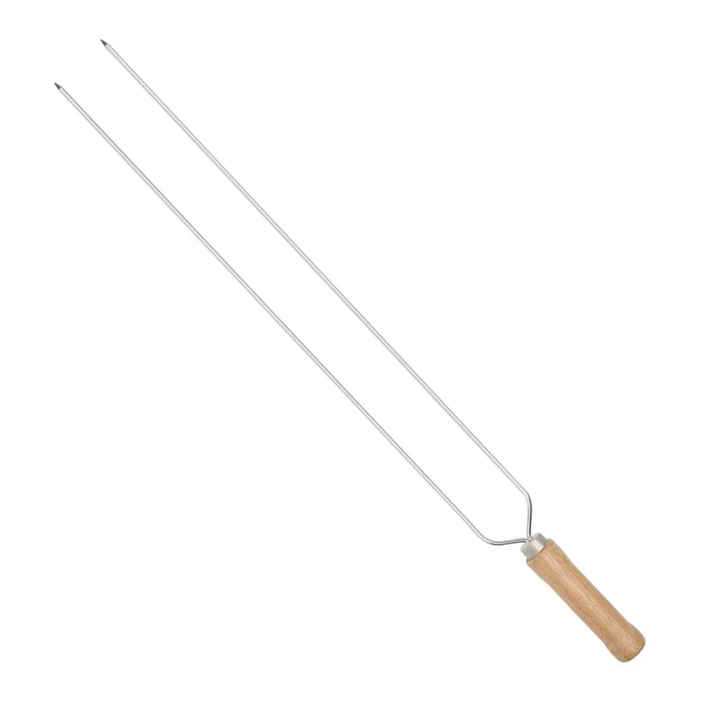 Espeto de Carne Duplo p/ Churrasco Aço 55cm Mor