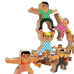 Bonecos Equilibristas Desafio Diversão Família Madeira Coordenação Motora Faz de Conta Lúdico