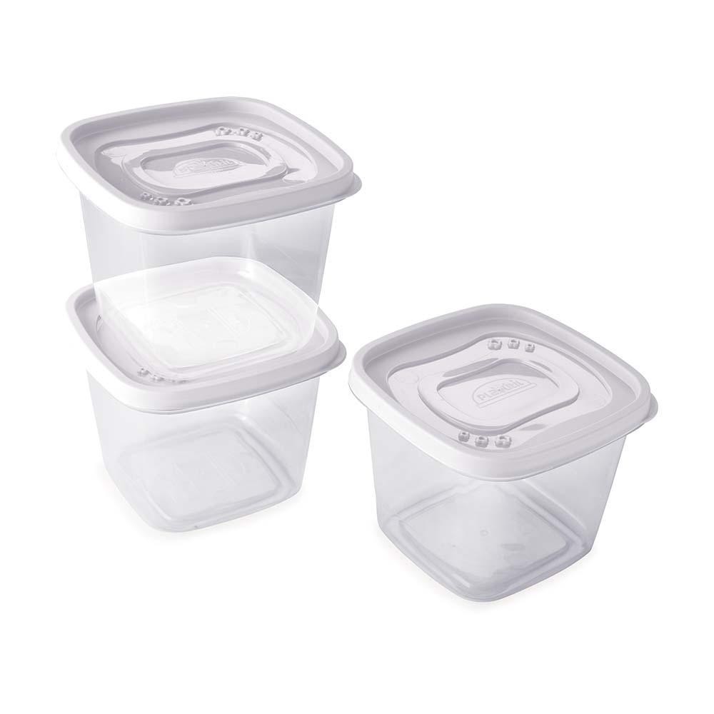Conjunto de Potes de Plástico Quadrados 1,2 L Clic 3 Unidade em Oferta na Shopee
