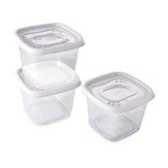 Conjunto de Potes de Plástico Quadrados 1,2 L Clic 3 Unidade