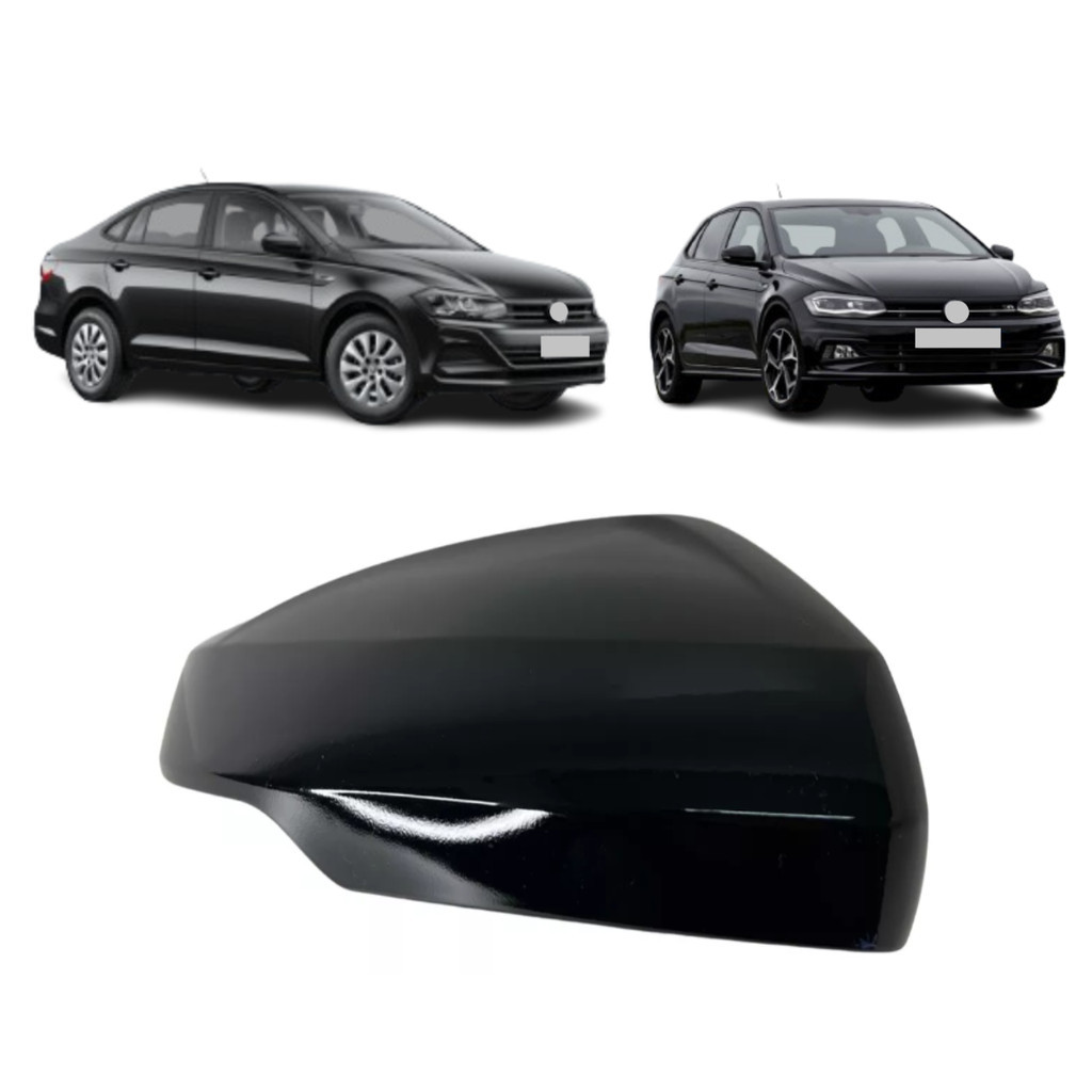 Capa Retrovisor Polo Virtus 2018 2019 2020 2021 Lado Direito Black Piano