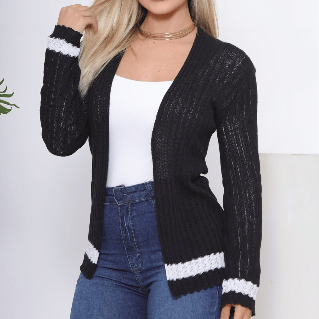 Casaquinho Feminino Coringa Canelado em Oferta na Shopee