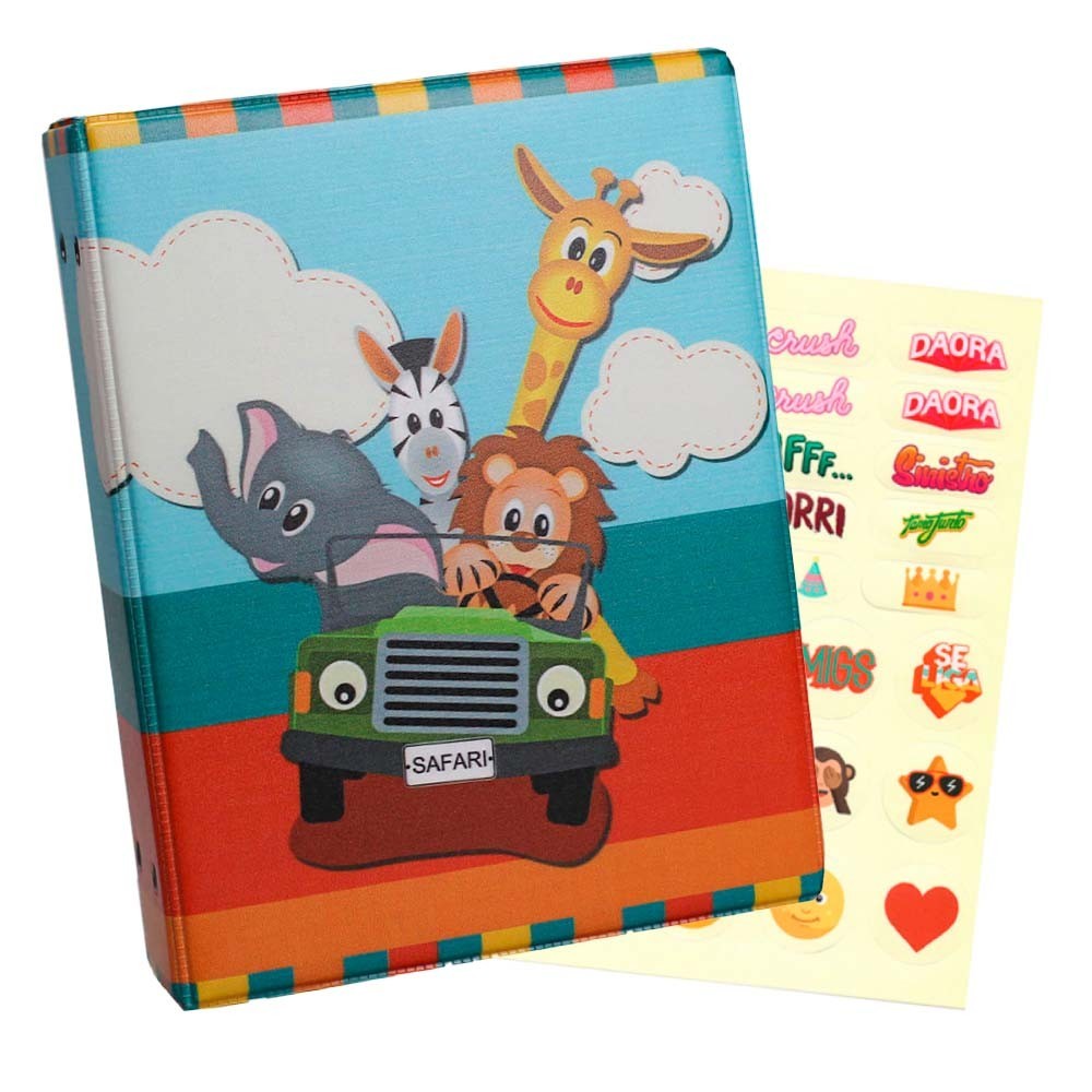 Álbum de fotos 500 fotos 10x15 Kids Safári Animais + ADESIVO em Oferta na Shopee