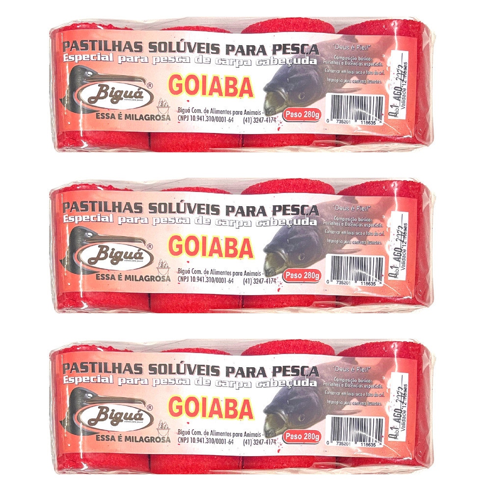 Kit Com 12 Pastilhas Pesca Carpa Cabeçuda Goiaba 280g Biguá em Oferta na Shopee