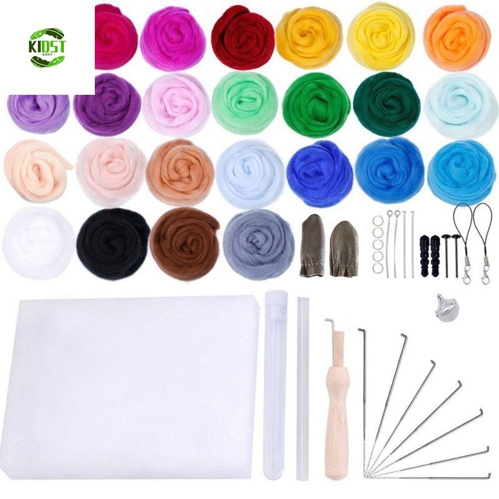 Kit De Feltro De Agulha KIDST 25 Cores Feito À Mão Desenho Animado Moda Pacote De Material Fofo Ferramentas Lã em Oferta na Shopee