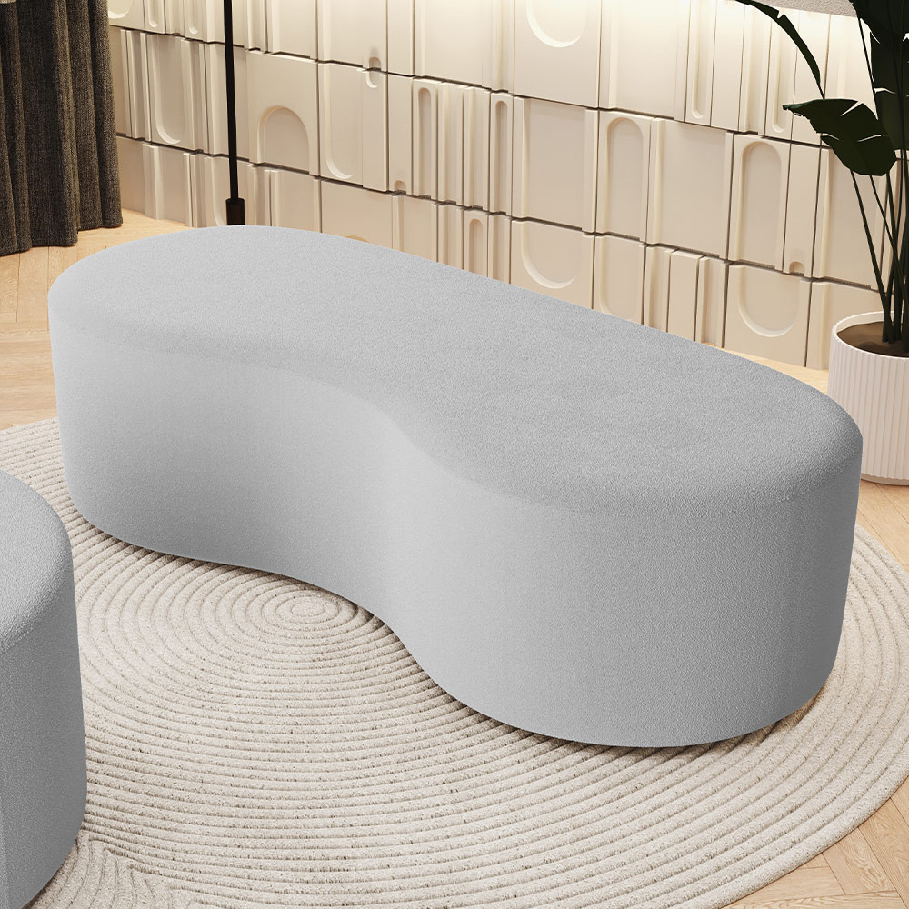 Puff Decorativo Orgânico para Living Quarto 140cm Orbit W01 Bouclê Cinza - Lyam Decor em Oferta na Shopee