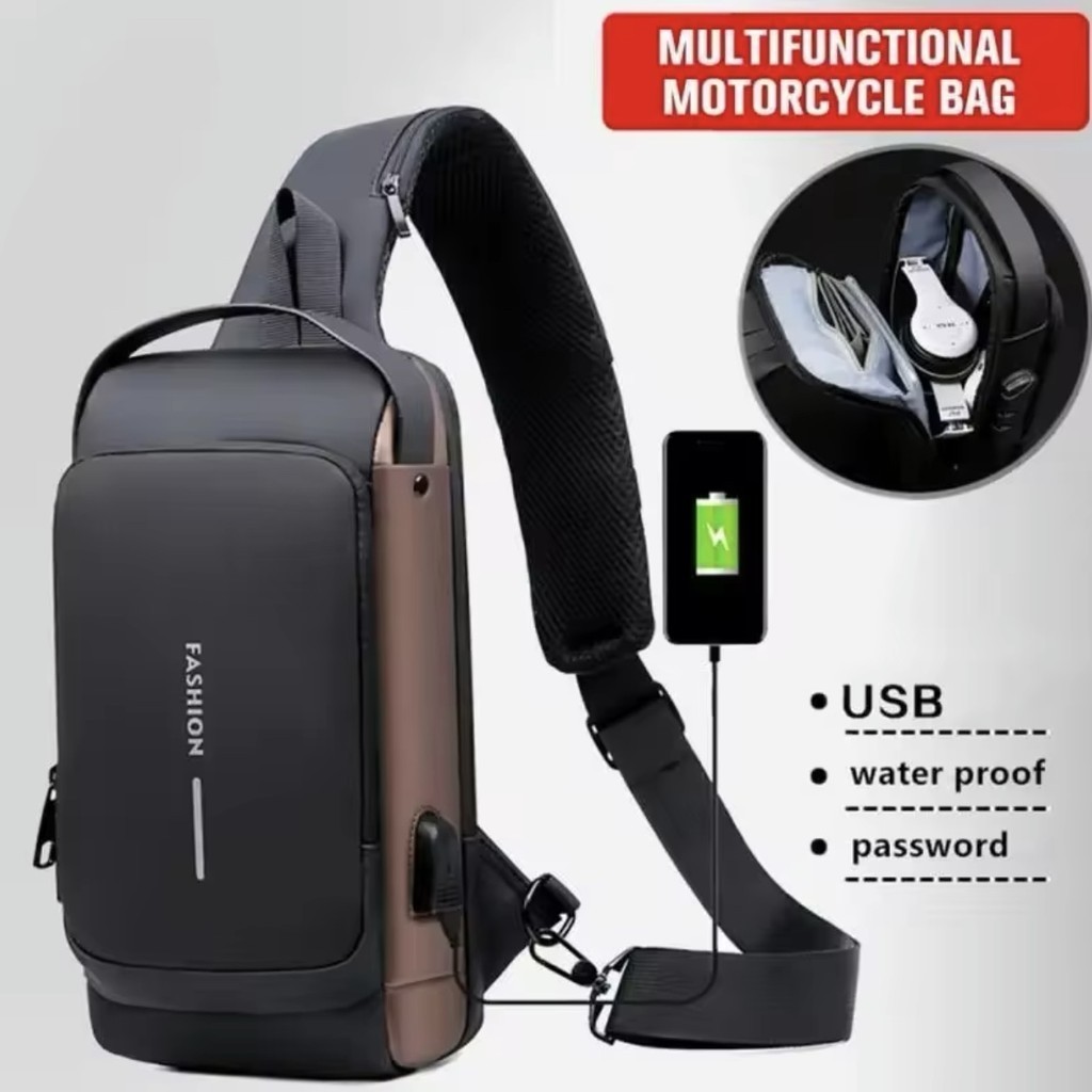 Bolsa Masculina Pochete Transversal Cadeado Ombro Impermeável Tecido Liso Antifurto Bolsa De Peito em Oferta na Shopee