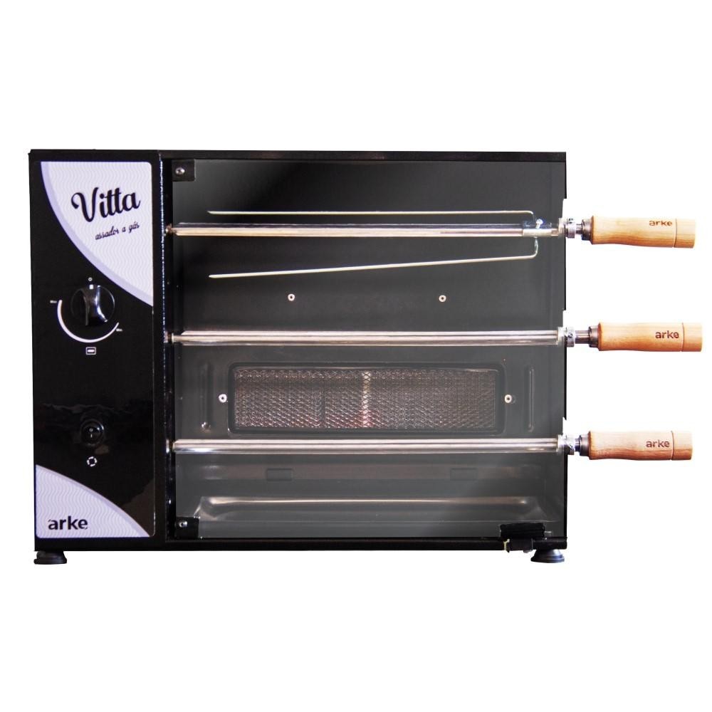 Detalhes do Churrasqueira a Gás Rotativa Arke Vitta 3 Espetos Preto GLP 220V
