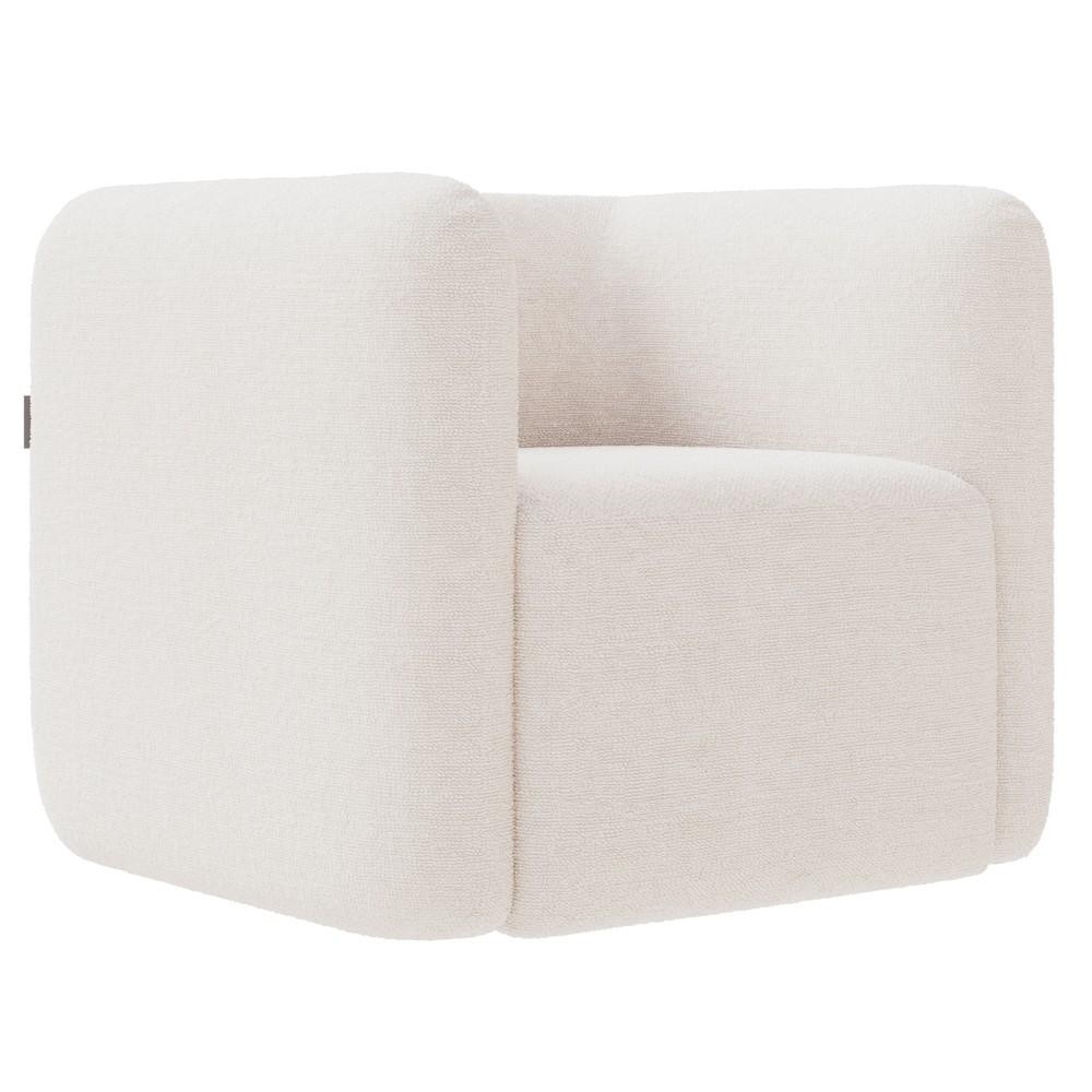 Poltrona para Sala de Estar Decorativa Quadrada Maggie K04 Bouclê Bege - Mpozenato
