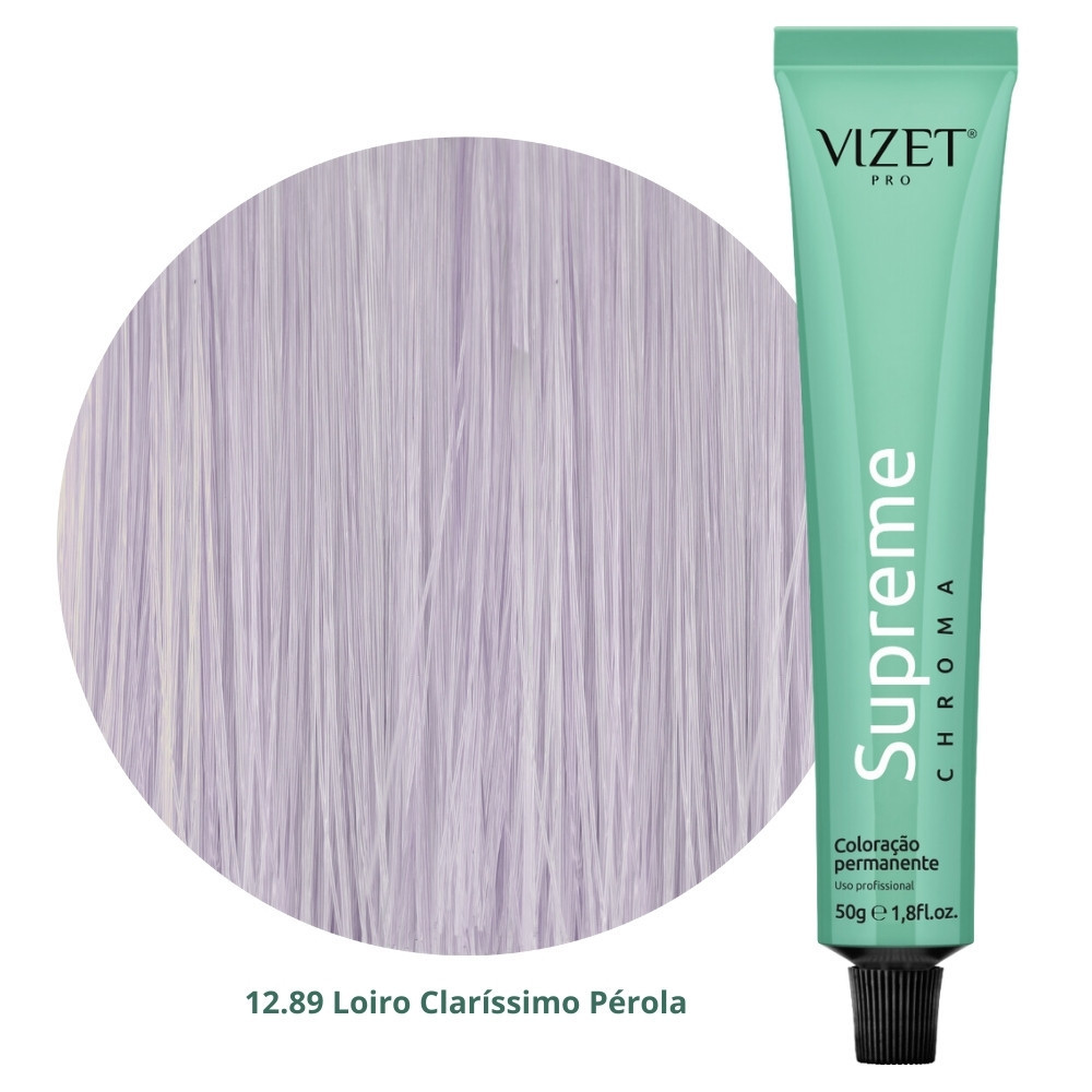 Coloração Supreme Chroma 12.89 Loiro Claríssimo Pérola 50gr Vizet