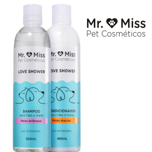 Shampoo + Condicionador Pet Cães e gatos Mr. Miss Love Shower 1x500ml 1x480ml (2 peças)