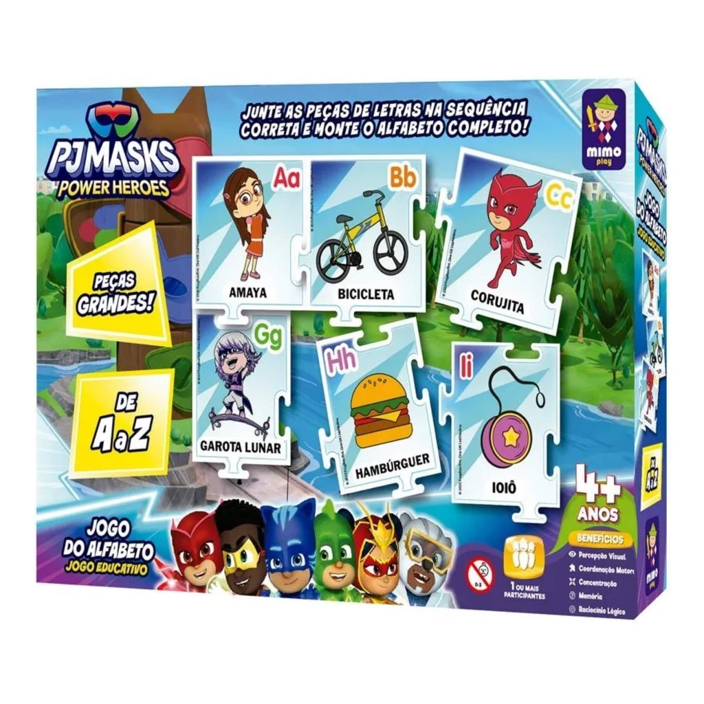 Jogo do Alfabeto Infantil Educativo PJ Masks Mimo Toys Brinquedo Educativo Criança Desenvolvimento em Oferta na Shopee