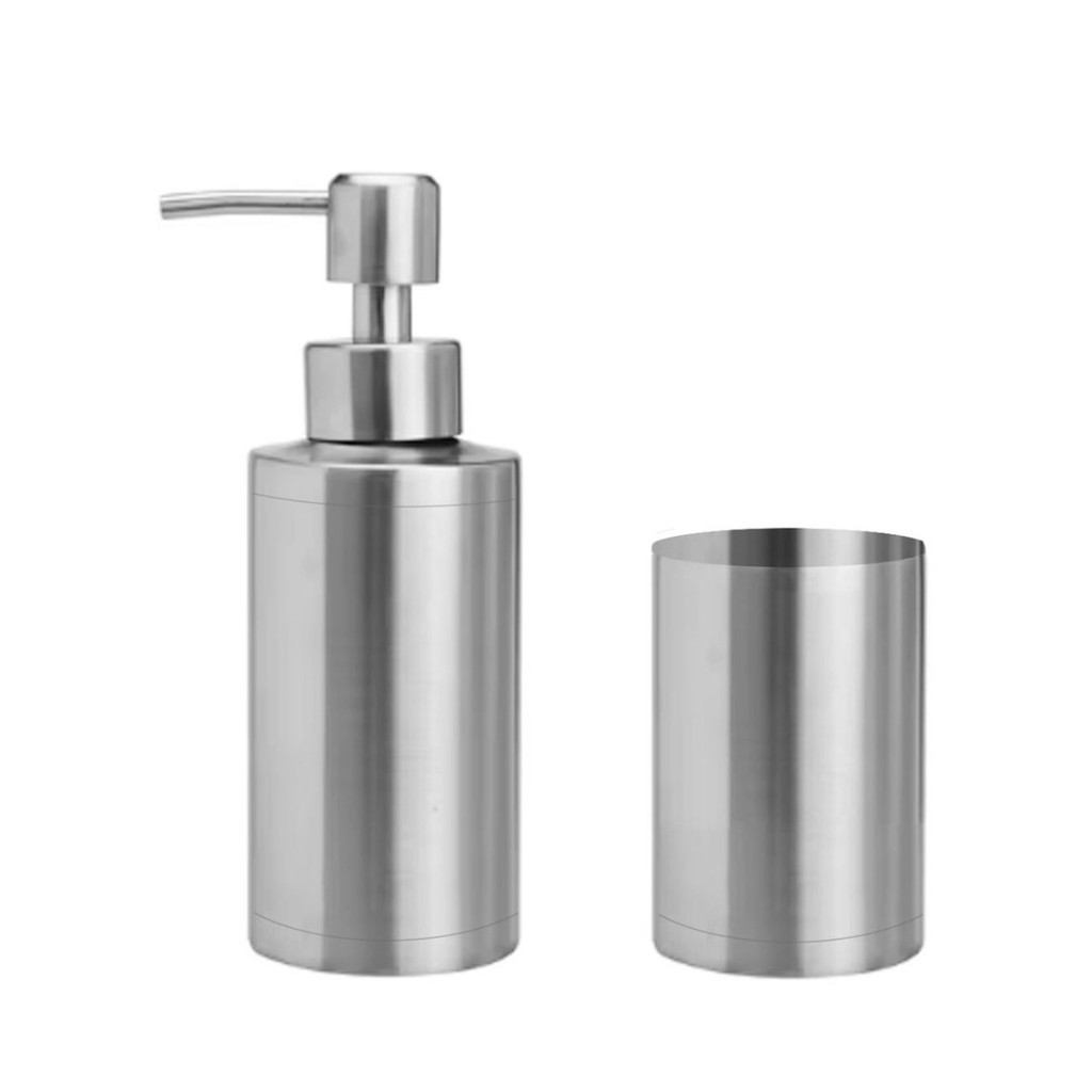 Porta Sabonete Liquido e Escova Jogo Banheiro Aço Inox em Oferta na Shopee