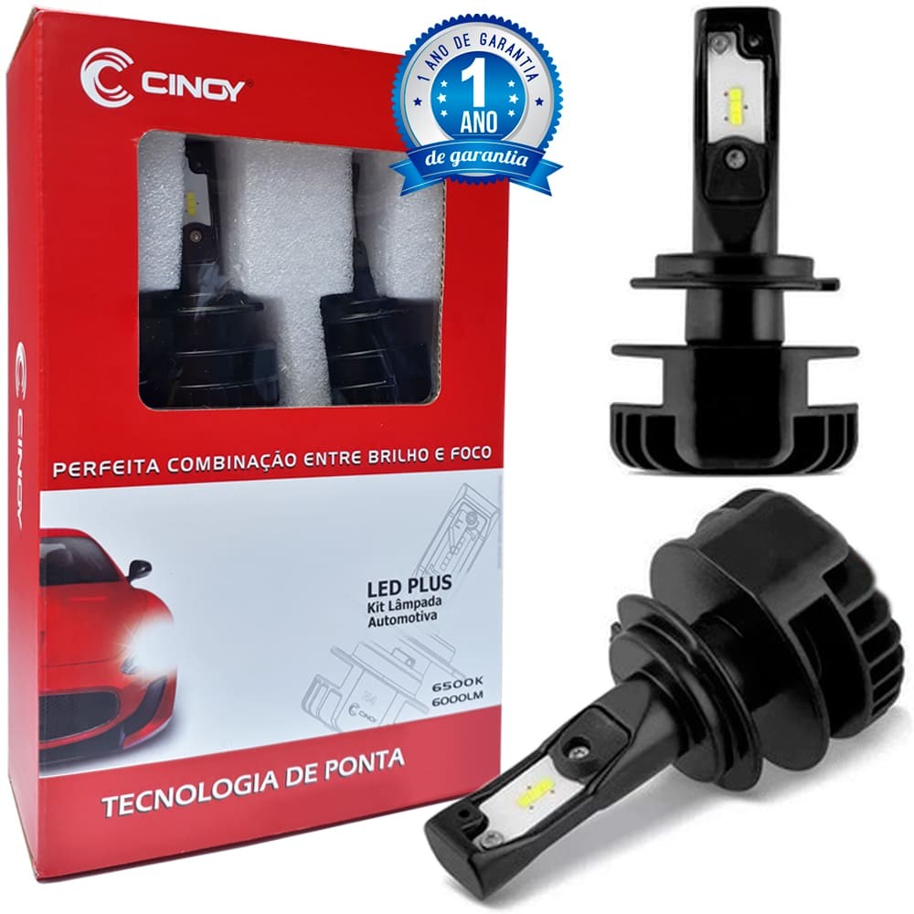 Kit Lâmpada Super Led Plus Cinoy H4 6000LM 6500K 12V/24V Alto e Baixo em Oferta na Shopee