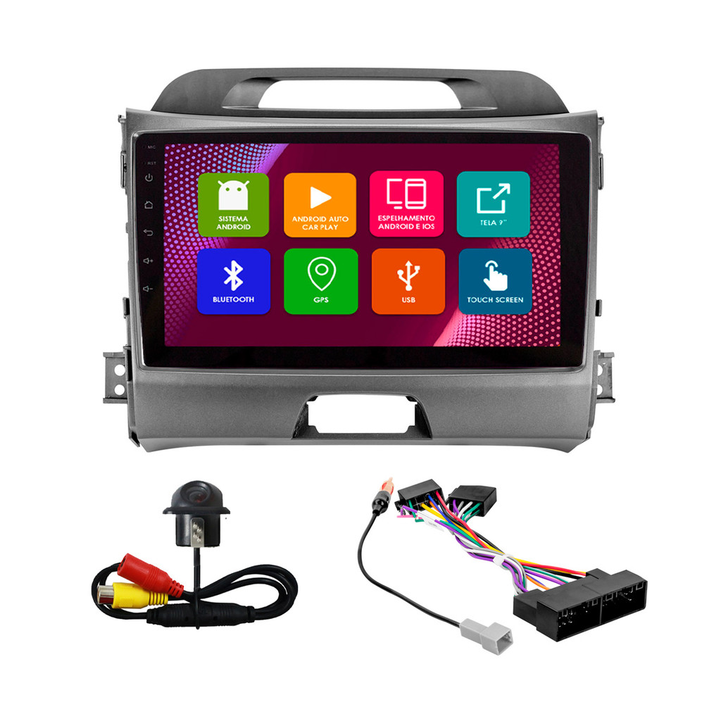 Kit Multimídia 9 Pol Sportage 2010 2011 2012 2013 2014 2015 2016 Android 2Gb Ram 32Gb Flash Quad-Core 2 Din Grafite Wifi em Oferta na Shopee