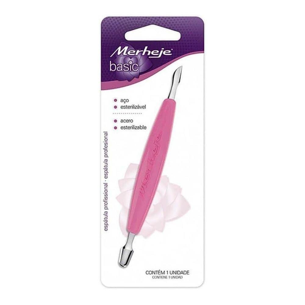 ESPÁTULA DE AÇO CUTÍCULA BASIC ROSA COM 1 UNIDADE - Beauty