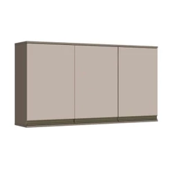 Armário Aéreo p/ Cozinha Connect c/3 Portas 120cm Duna/Cristal - Henn