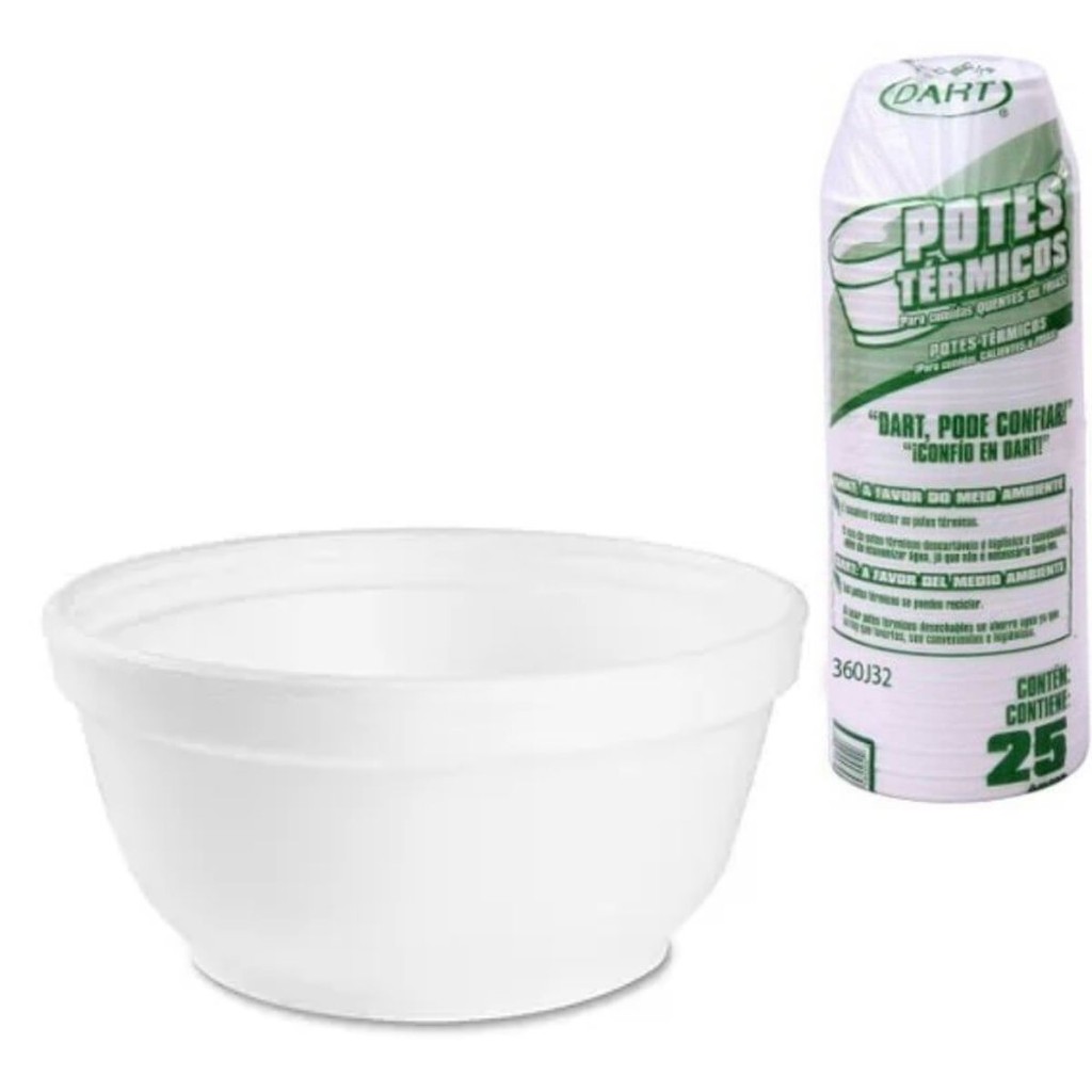 Cumbuca de Isopor Pote 300ml DART Para Açaí Sopa Sorvete 25uni Sem Tampa 300B20
