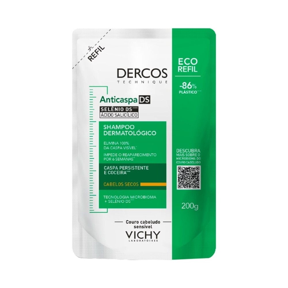 Shampoo Dercos Anticaspa DS Cabelos Secos Refil 200g em Oferta na Shopee