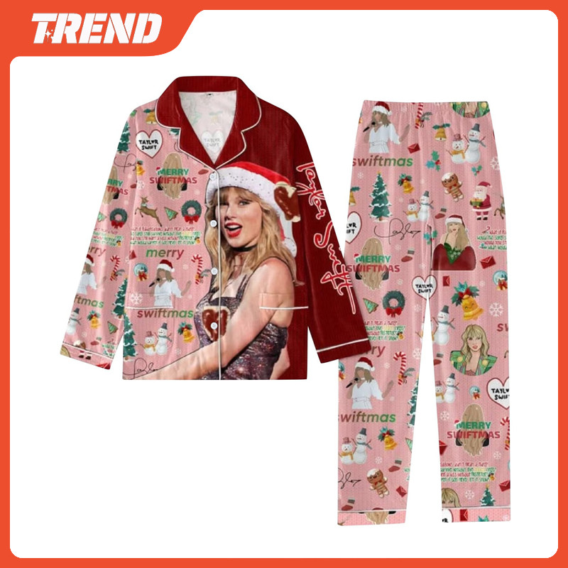 Conjunto De Pijama De Natal Taylor Swift Plus Size Vintage Fashion The Eras Tour Print Duas Peças Para Homens E Mulheres