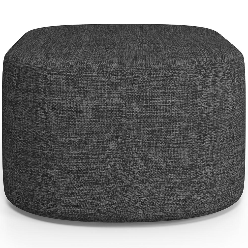 Puff Decorativo Orgânico para Living Quarto 70cm Doha W01 Linho Cinza Escuro - Lyam Decor