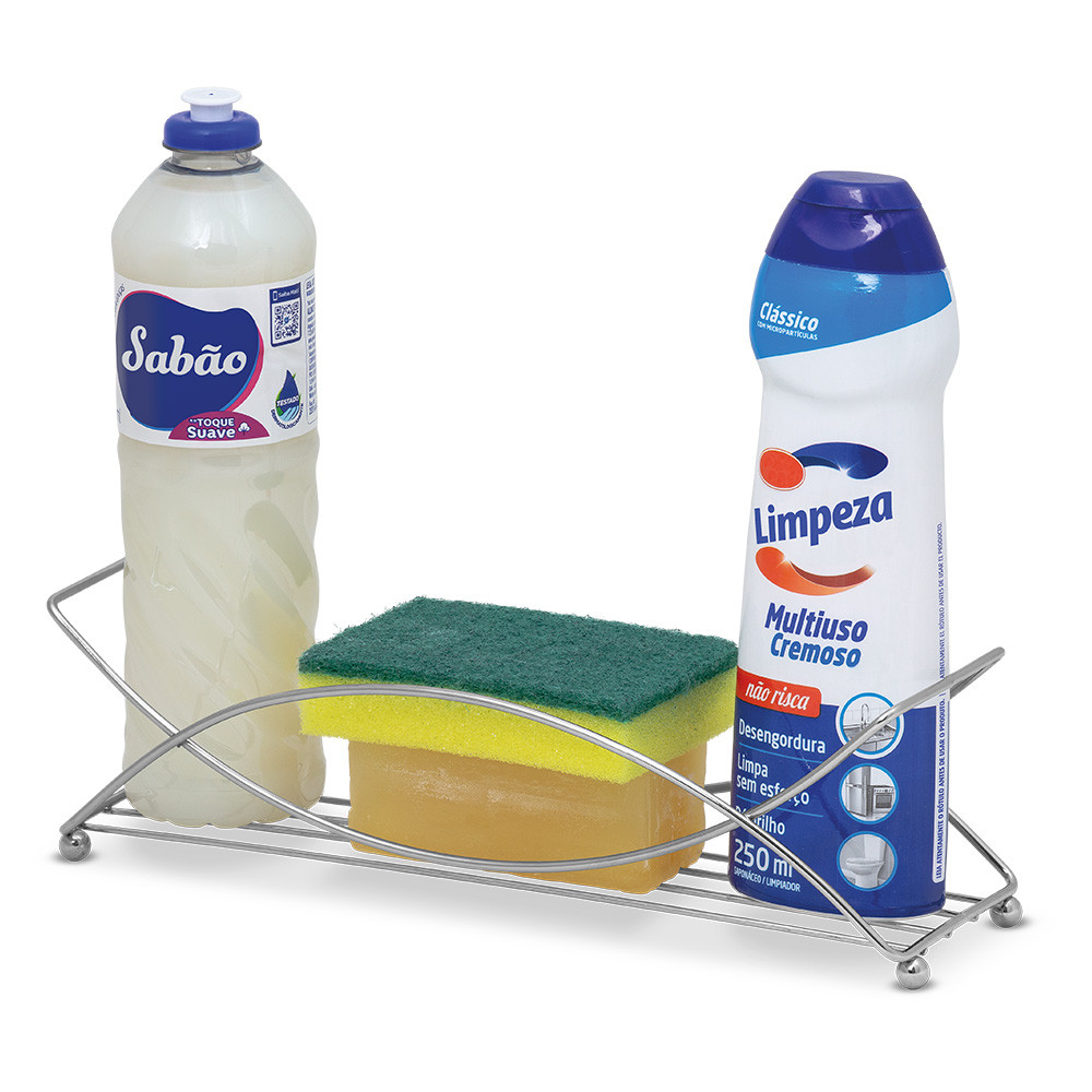 Porta Detergente Esponja  Bucha Sabão Organizador Pia Cozinha Suporte Cromado em Oferta na Shopee