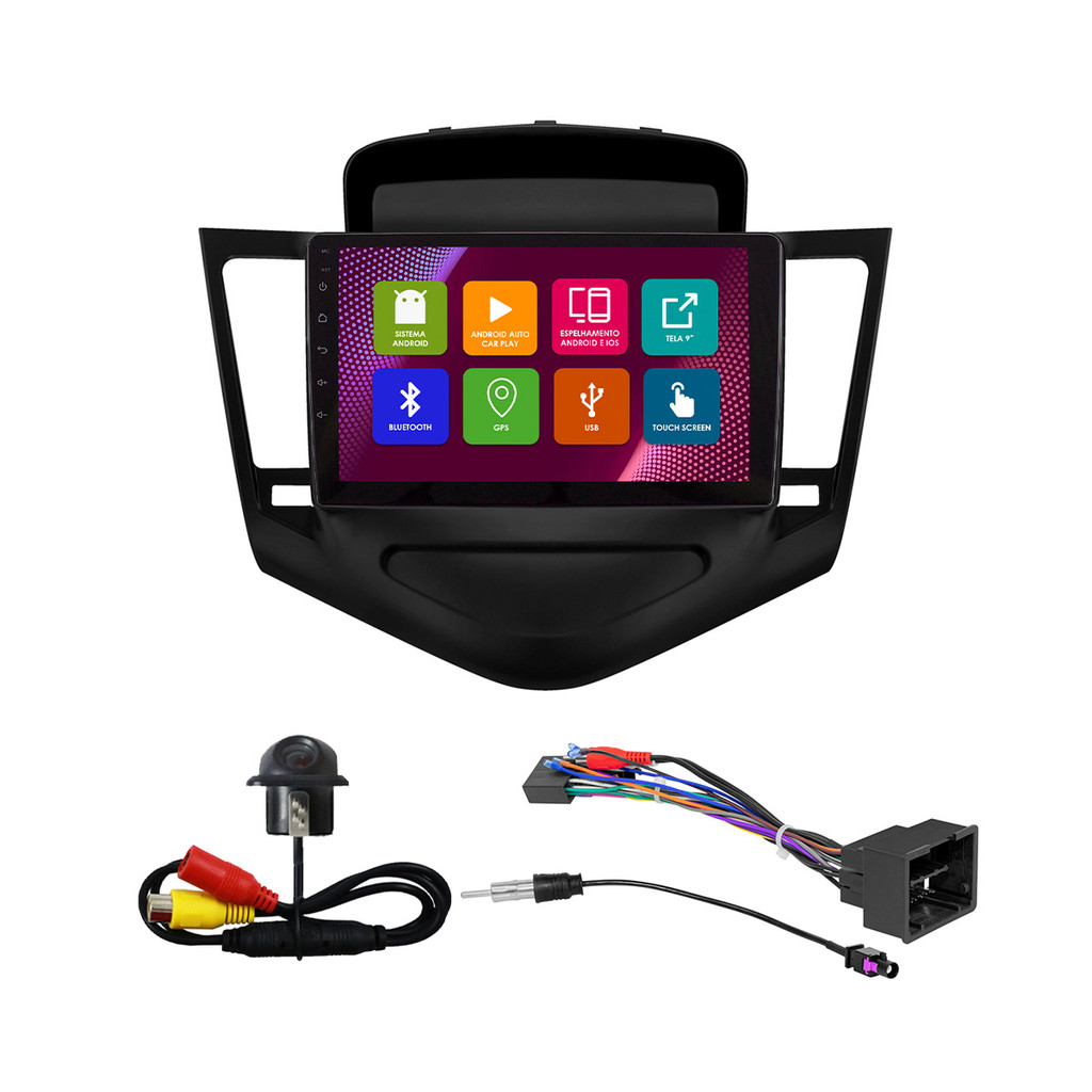 Kit Multimídia 9 Pol Cruze 2009 2010 2011 2012 2013 2014 2015 Android 2Gb Ram 32Gb Flash Quad-Core 2 Din Preto Wifi Gps em Oferta na Shopee