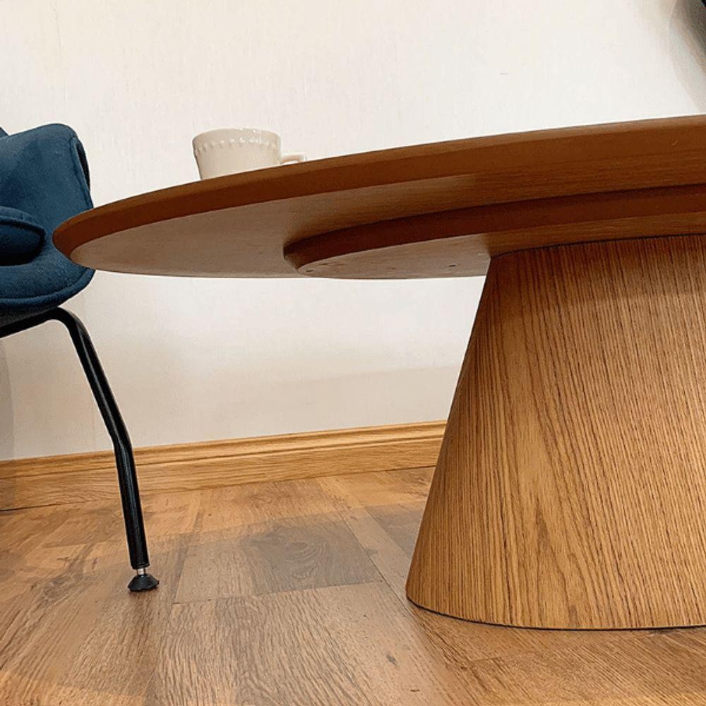 Detalhes do Mesa De Centro Cone Oval 120X60Cm Tampo Freijó Marrom