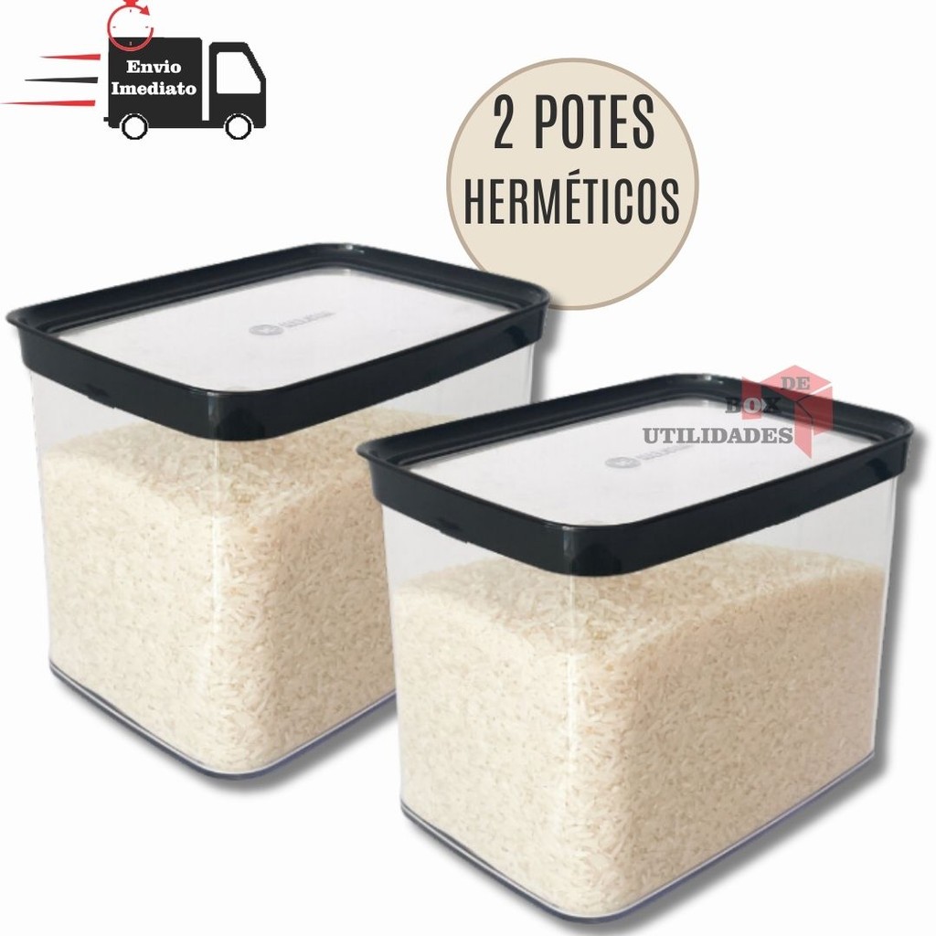 2 Potes Herméticos Cozinha  4 Litros Resistente Porta Mantimentos para grãos arroz ração