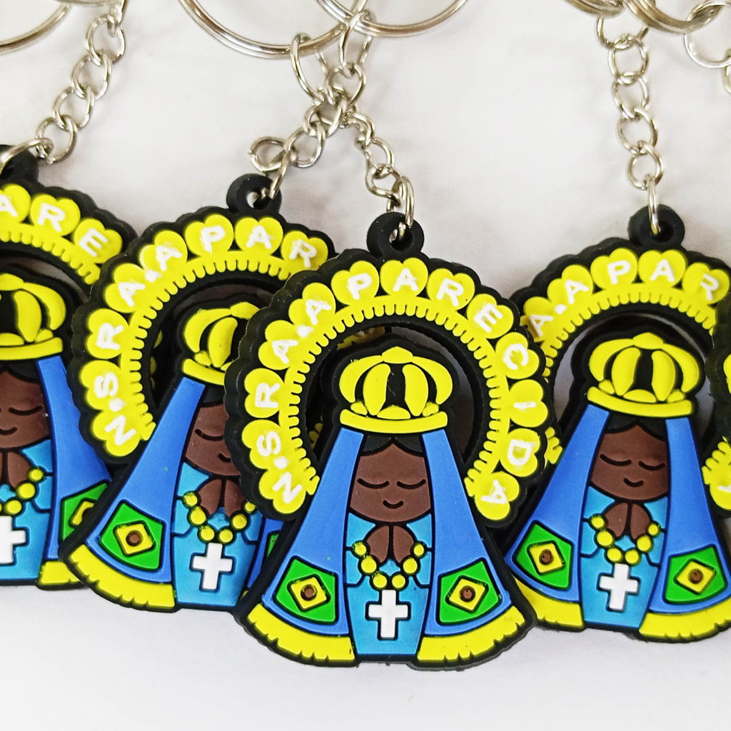 Kit com 24 Chaveiros Nossa Senhora Aparecida Infantil Criança Borracha — imagem 2 de 2