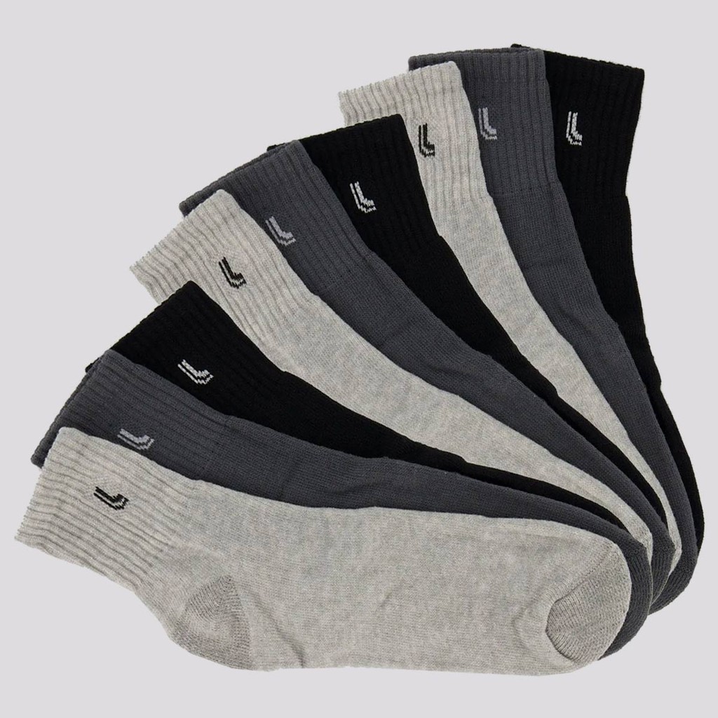 Kit Meia Lupo Cano Médio 9 Pares Preta e Cinza Mescla em Oferta na Shopee