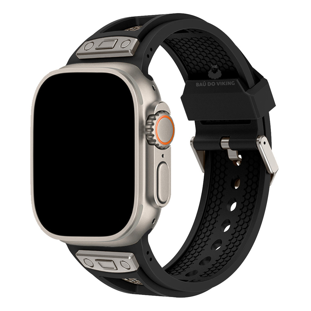 Pulseira Silicone Robusta Web Preta Compatível com Apple Watch Ultra - NÃO É O R