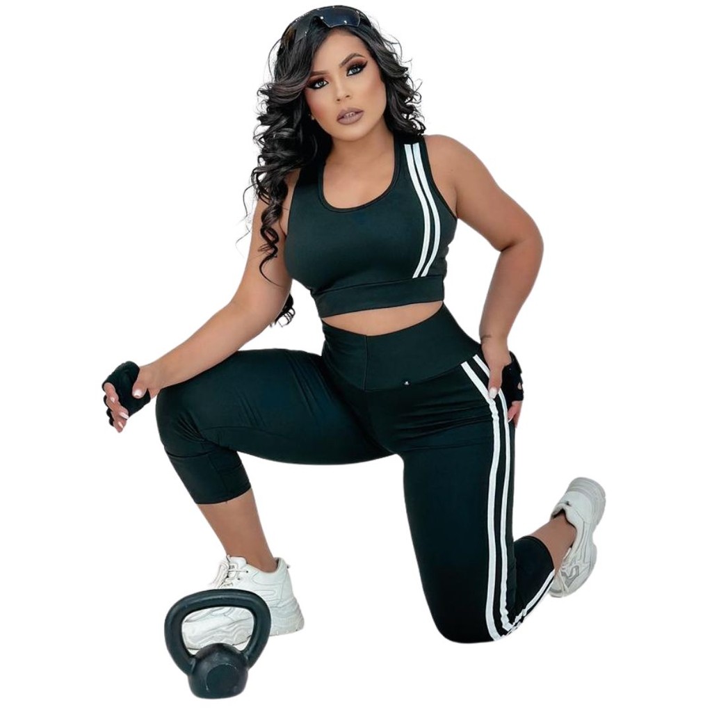Conjunto Feminino Academia Legging Corsário e Top Fitness
