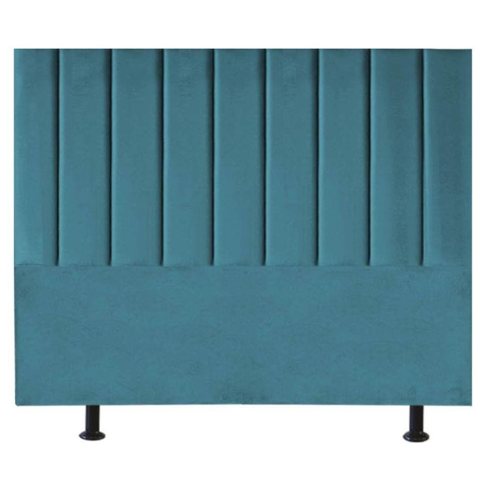 Cabeceira Estofada Cama Box King 195 Cm Maisa Suede azul Turquesa