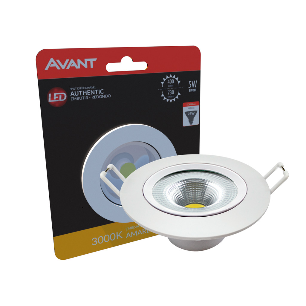 Spot Led Authentic Emb. Redondo 5w 3000k 9cm BF Avant em Oferta na Shopee