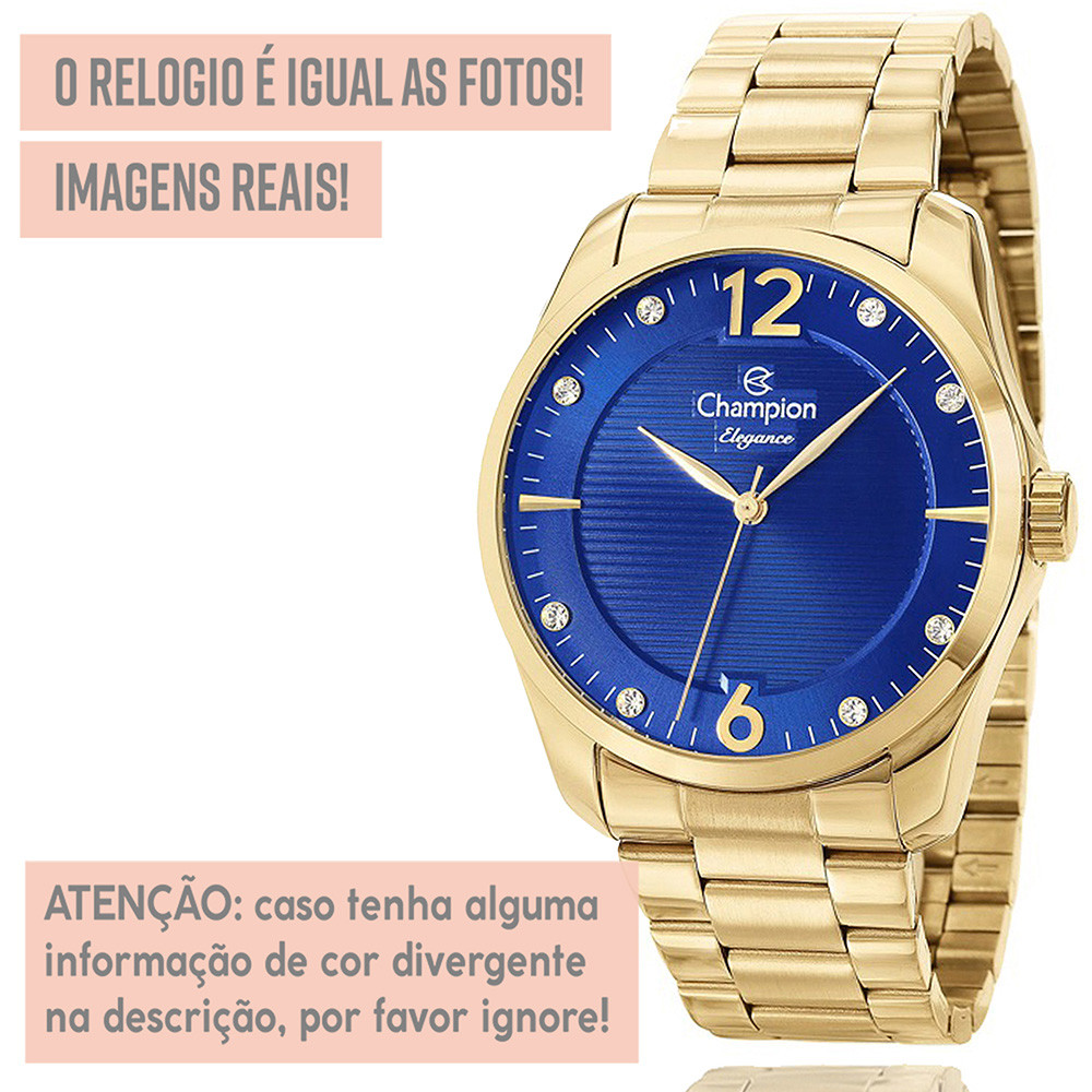 Detalhes do Relógio Champion Feminino Dourado Analógico Garantia 1 Ano