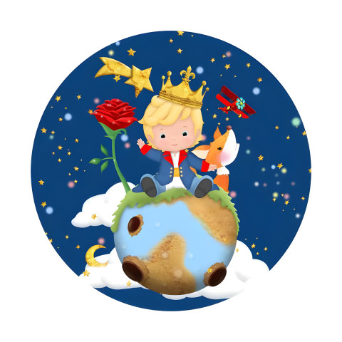 NOVO Painel Festa Infantil Redondo Pequeno Príncipe Loiro na Lua Estrelas + Arco, Suporte incluso. Fazemos personalizado com qualquer tema. Confeccionado em Lona fosca, impressão de alta resolução. cenário , p/ Decoraçõe